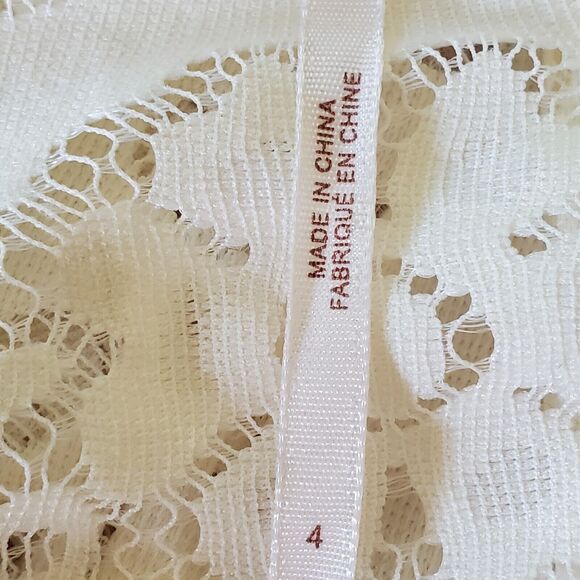 Free People Lovers Folk Song Lace Fit Flare Dress Ivory Bell Sleeve Boho Cottage - Picture 15 of 16